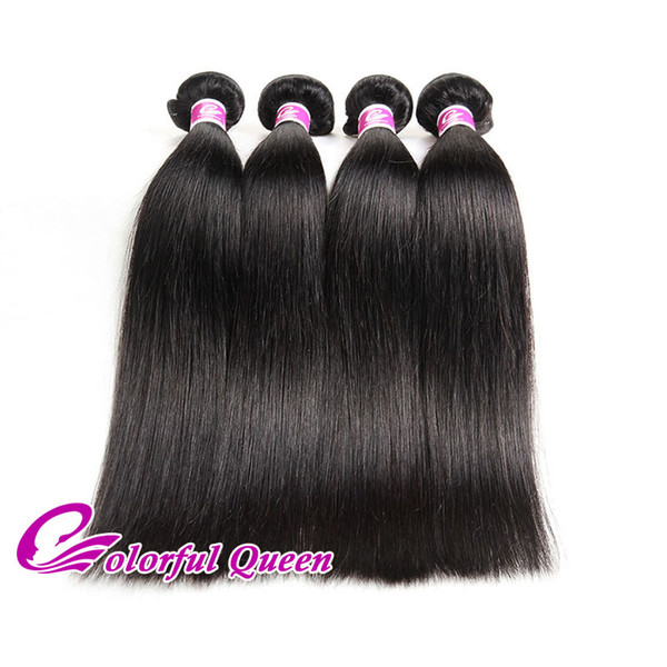 Colorful Queen Cheap Indian Silky Straight Virgin Hair Bundles 4pcs Human Hair Extensions Natural Raw Indian Straight Hair Weaves 8-26Inches