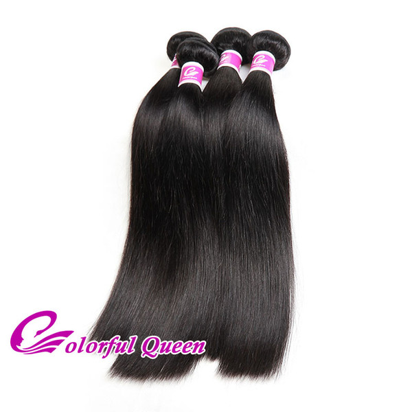 Raw Virgin Indian Straight Hair 4 Bundles 400g/Lot Colorful Queen Hair 7A Unprocessed Real Indian Straight Human Hair Weave Natural Black 1B