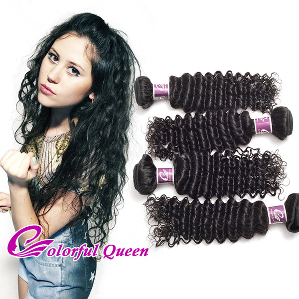 Indian Virgin Hair Deep Wave 4pcs 400g Curly Human Hair Extensions Peruvian Malaysian Brazilian Natural Curly Virgin Hair Bundles Weaves