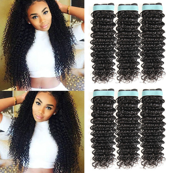 New Arrival Brazilian Deep Wave Human Hair Curly Hair Extensions Natural Black Color Double Weft Cheap Peruvian Curly Hair Weave 3 Bundles