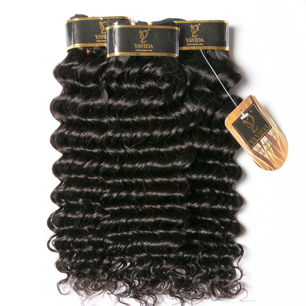 Mixed Length Brazilian Deep Wave Hair 3 Bundles Full Head 8A Virgin Brazilian Deep Curly Human Hair Weave Extensions on Sale Total 300g