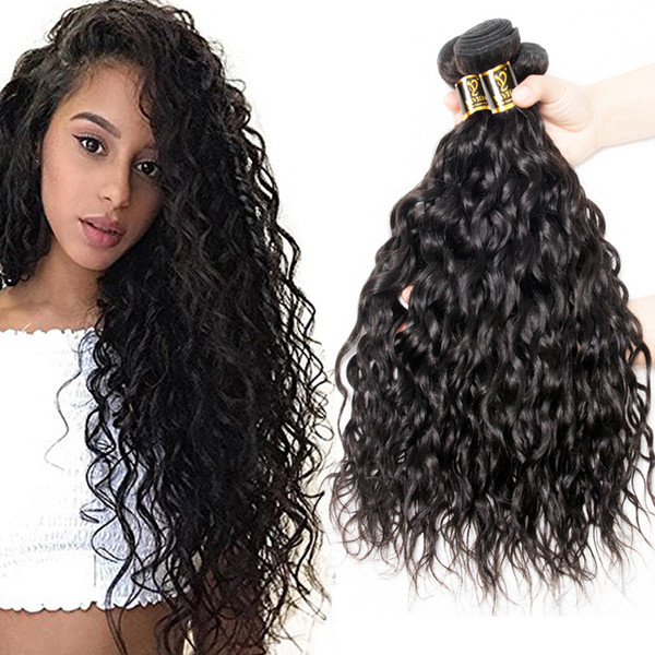 Yavida Brazilian Water Wave Bundles Unprocessed Brazilian Curly Human Hair Extensions 8A Grade Brazilian Virgin Hair Weave Natural Color