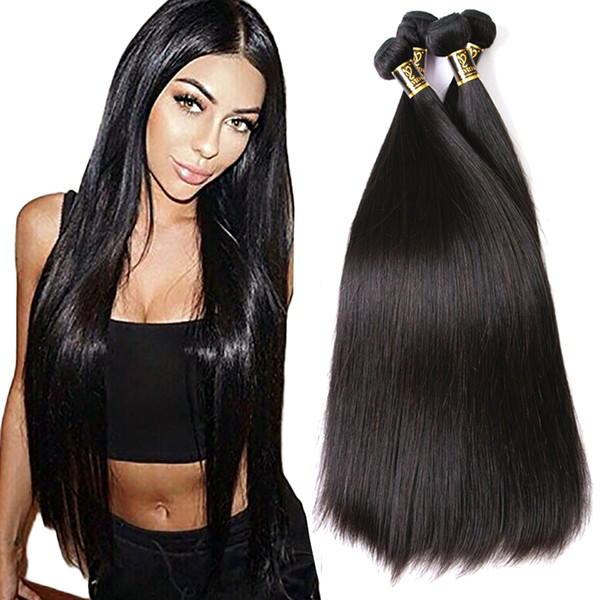 Yavida Brazilian Straight Hair 4 Bundles Virgin Straight Brazilian Human Hair Extensions 8A Unprocessed Peruvian Virgin Hair Weave 400g