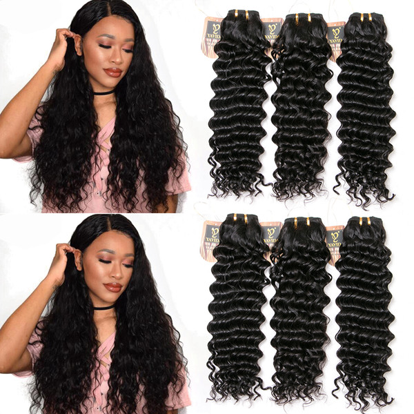 Yavida Peruvian Deep Wave Human Hair 3 Bundles Peruvian Deep Curly Hair Extensions 8A Grade Unprocessed Deep Curly Hair Weave