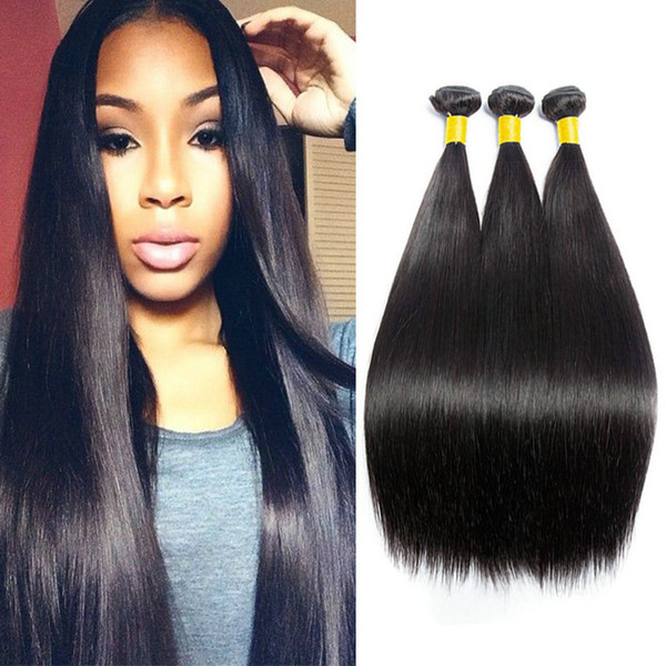 Grade 8A Straight Human Hair 3 Bundles Unprcessed Brazilian Hair Weave Bundles No Shedding Virgin Straight Hair Extensions for Black Women