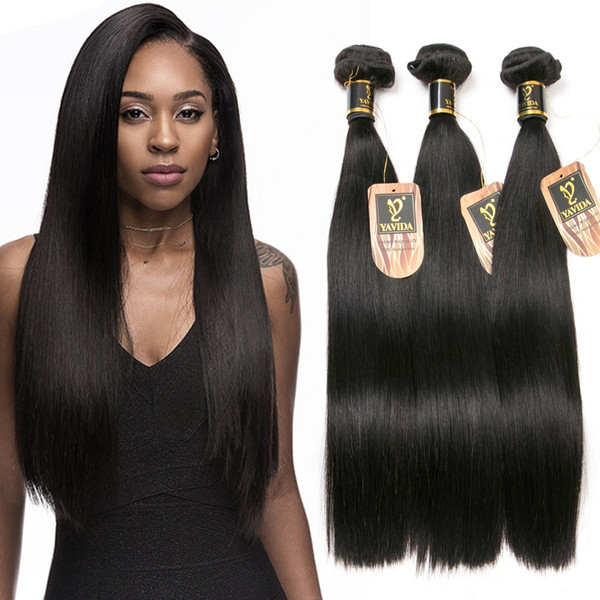 Yavida Brazilian Straight Human Hair Extensions 10-26 Inch Mixed Length Virgin Straight Hair 3 Bundles Top Quality Human Hair Weft 300g