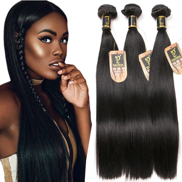 Yavida Peruvian Straight Hair 300g Full Head Virgin Straight Human Hair Extensions 8A Unprocessed Peruvian Virgin Hair Weave 3 Bundles