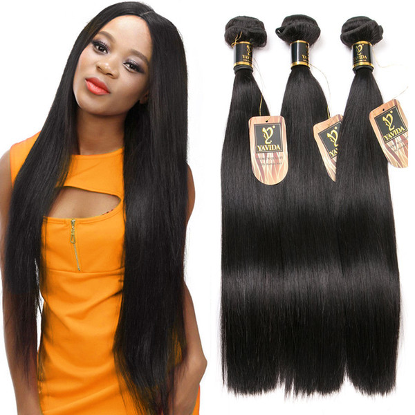 Yavida Peruvian Straight Hair 3 Bundles Virgin Straight Peruvian Human Hair Extensions 8A Grade Unprocessed Peruvian Virgin Hair Weave