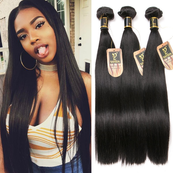 Yavida Brazilian Straight Hair Bundles Virgin Straight Brazilian Human Hair Extensions 8A Grade Unprocessed Brazilian Virgin Hair Weave