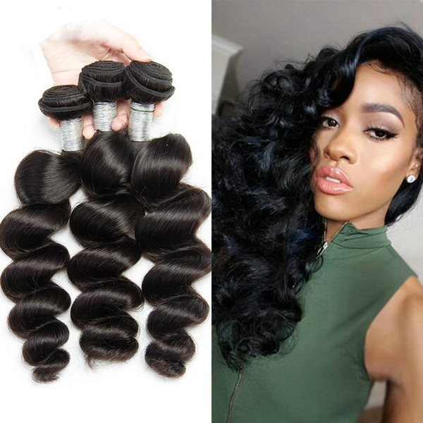 Yavida Brazilian Hair Loose Wave Bundles Brazilian Human Hair Extensions Total 300g 8A Unprocessed Brazilian Hair Wavy Natural Color