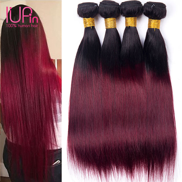 Unprocessed Brazilian Virgin Human Hair Straight Wave Peruvian Malaysian Indian Human Hair Weaving Ombre Hair Extensions Two Tone 1B-99J