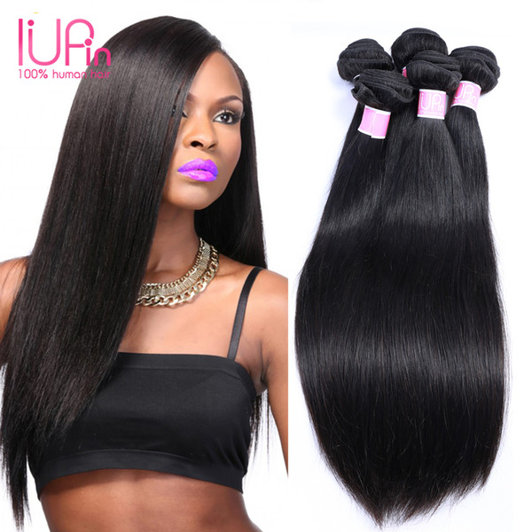 IUPin Straight Human Hair 3 Bundles 8A Brazilian Straight Virgin Human Hair Unprocessed Silky Straight Weaving 8-28 inch 