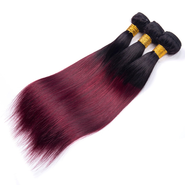 Brazilian Virgin Human Hair Straight Wave Ombre 1B-99J Human Hair Extension Peruvian Malaysian Indian Straight Hair Weaving Free