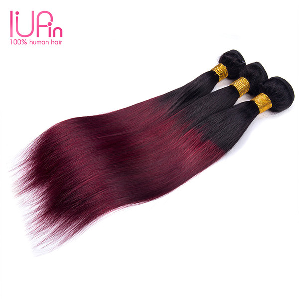 Silky Straight Ombre 1B-99J Human Hair 3 Bundles Brazilian Virgin Human Hair Peruvian Malaysian Indian Straight Hair Weaving Free