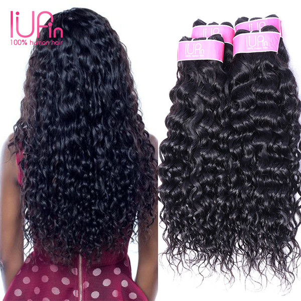 4 Bundles Water Wave Human Hair 8''-28'' Available Brazilian Virgin Natural Black Hair Products Unprocessed Virgin Brazilian Hair IUPin