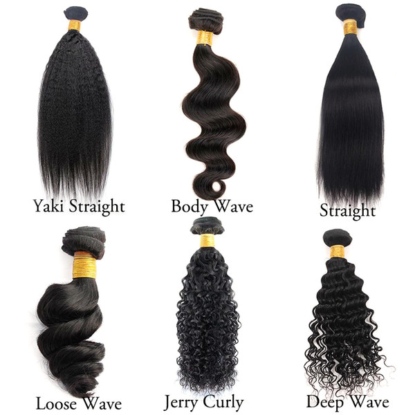 Musi Human Hair 3 Bundles Brazilian Virgin Human Hair Loose Wave Yaki Straight Indian Deep CurlyPeruvian Body Wave Straight Color 1B Black