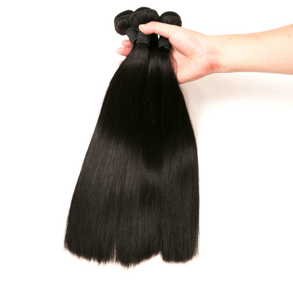 100% Human Hair Bundles Indian Straight Hair Weave 3 Piece Only 8-26 Inches Natural Black Remy Hair Extensions