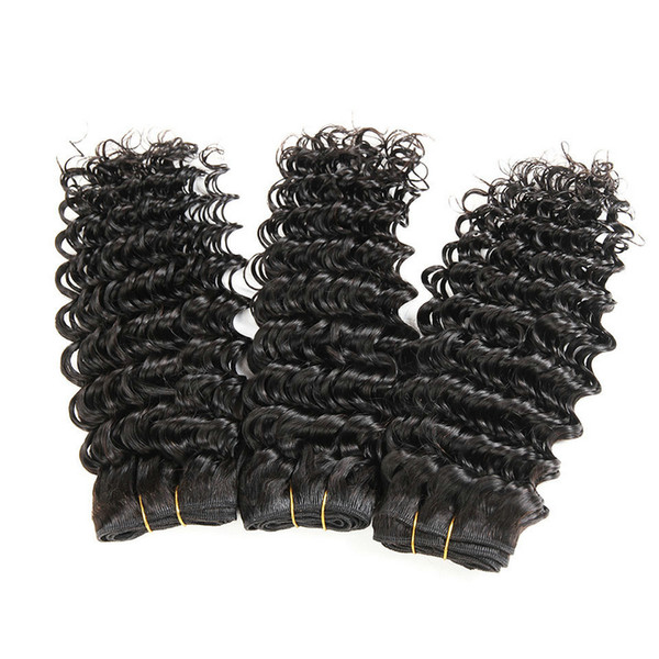 100% Human Hair Bundles Deep Wave 3Bundles Remy Brazilian Hair Weaves Natural Color 8