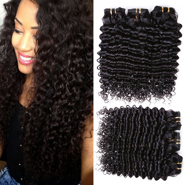 8a unprocessed virgin hair 3 /4bundle deals deep wave brazilian hair double weft drawn hair extensions