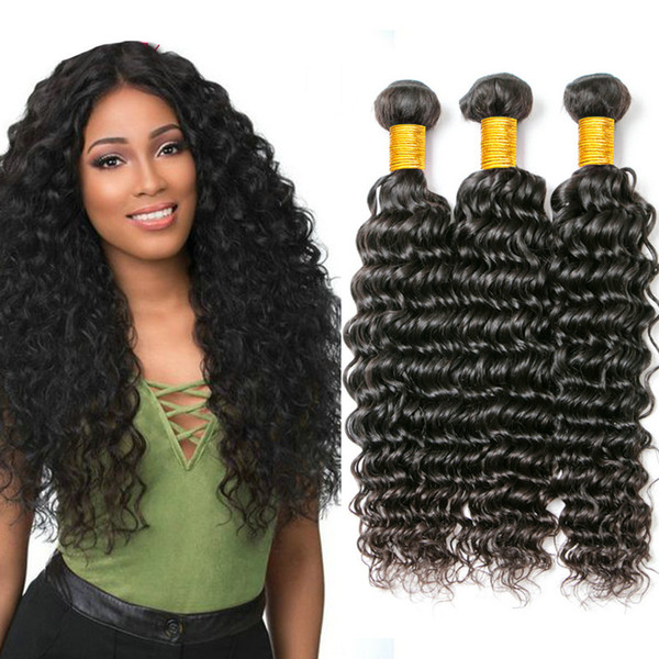 Peruvian Deep Wave Human Hair Weave Bundles Natural Color 100% Remy Human Hair Extensions 3pcs/lot total 300g