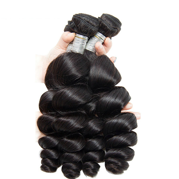 Brazilian Loose Wave Hair 3PCS Virgin Human Hair Extensions Cheaper Brazilian Human Hair Bundles Loose Wave Natural Color Can Be Dyed