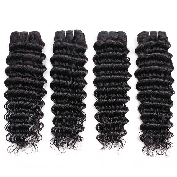 Human Hair Weave Bundles 4 pcs/lot Brazilian Deep Wave Bundles Remy Hair Extension Bundle Weft for Black Women