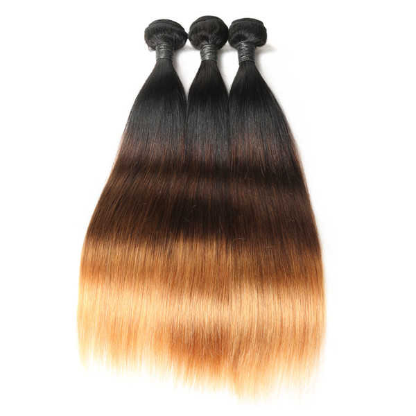 Ombre Malaysian Straight Hair Bundles Remy Hair Ombre Human Hair Extensions Weave 3 Bundles 10-30Inch T1B/4/30