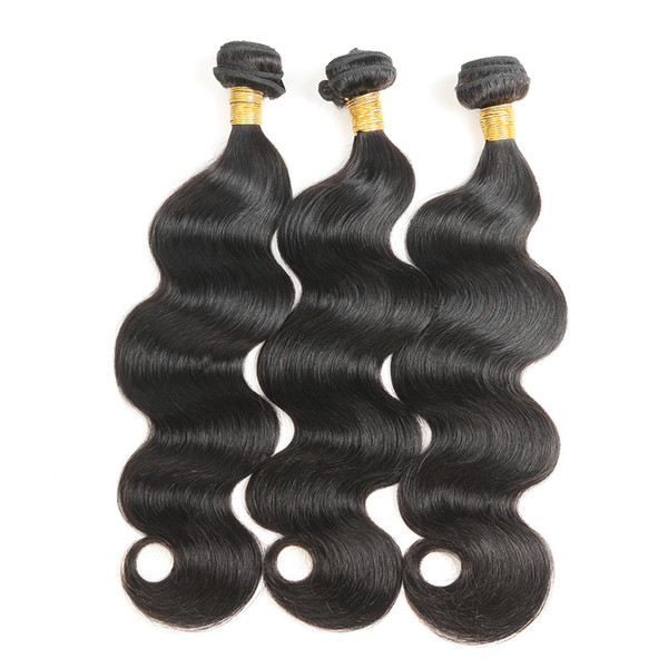 Indian body wave 3 bundle deals Hair Weave 100% Human Hair 8-30 Inch Non-Remy Hair Extension Machine Double Weft Natural Color