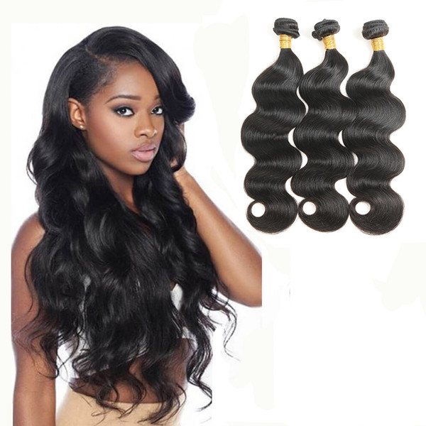 Brazilian body wave 3 bundle deals Hair Weave 100% Human Hair 8-30 Inch Non-Remy Hair Extension Machine Double Weft Natural Color