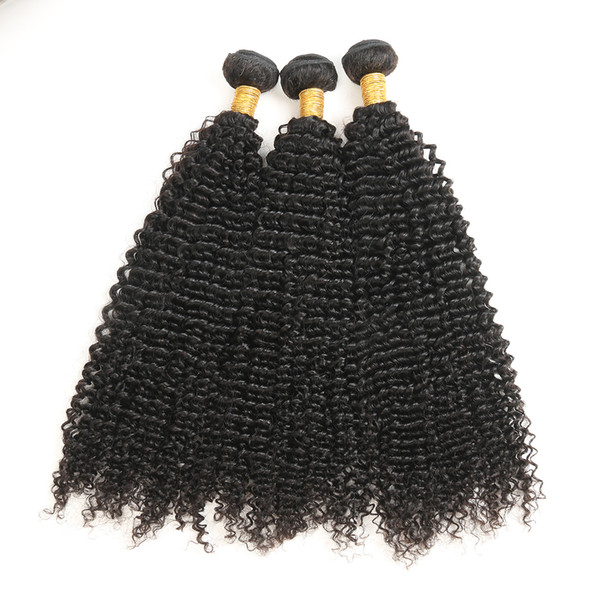 Malaysian Curly Human Hair 3 Bundles Non-Remy Hair Weaves 8-28Inch Natural Black Color Can Be Mixed 