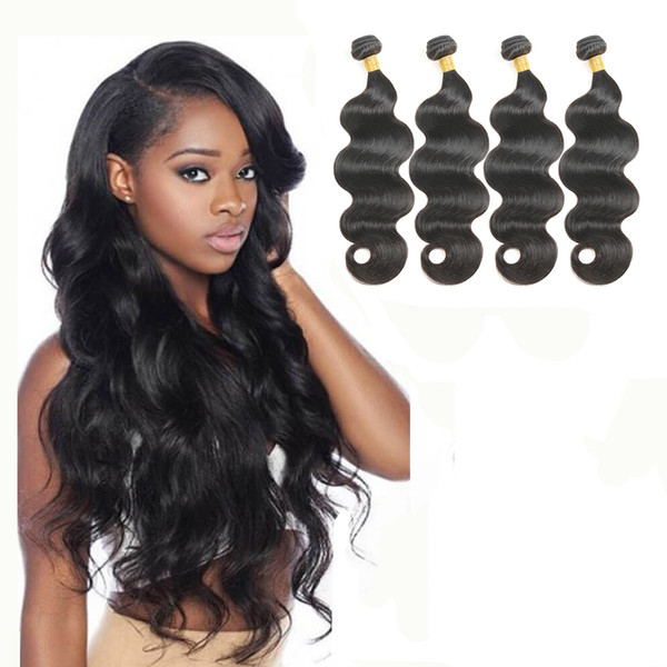 Indian body wave 4 bundles 100% Human Hair 8-30 Inch Non-Remy Hair Extension Machine Double Weft Natural Color