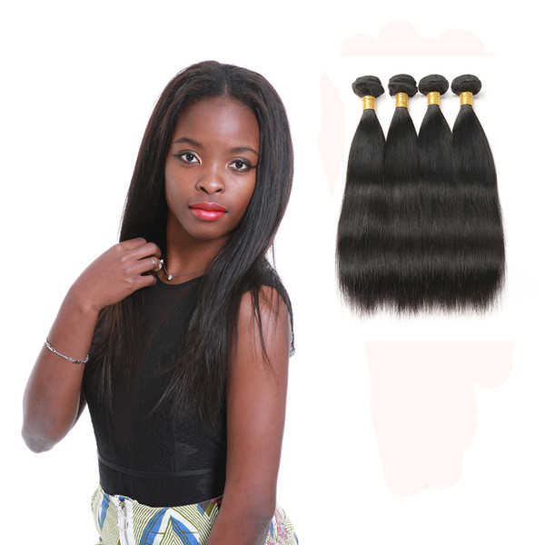 Indian Virgin Straight 4 bundles Hair Weave 100% Human Hair 8-30 Inch Non-Remy Hair Extension Machine Double Weft