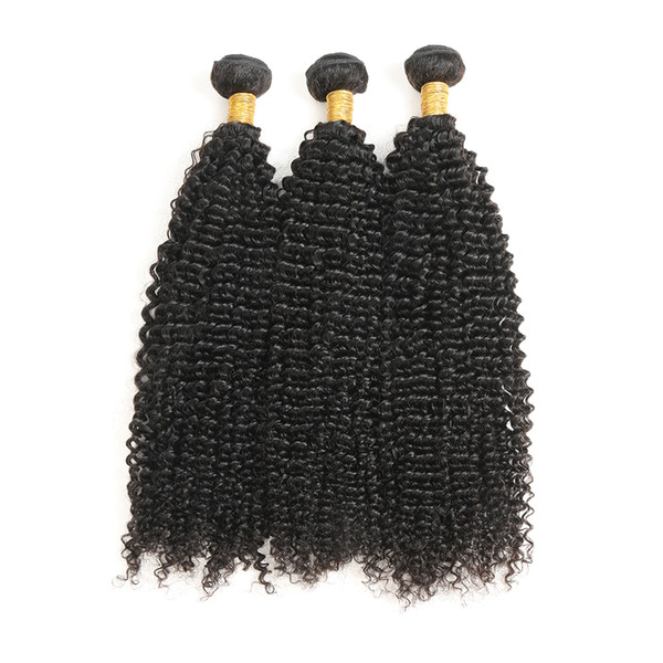 Indian Curly Human Hair 3 Bundles Non-Remy Hair Weaves 8-28Inch Natural Black Color Can Be Mixed 