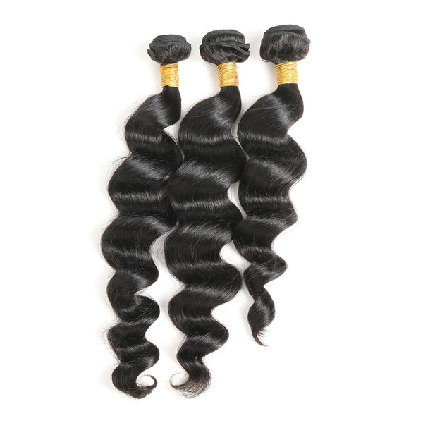 Loose Wave 3 Bundles Deal Brazilian Human Hair Non-Remy Hair Extension Natural Color 10-28 Inch 