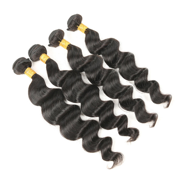 Peruvian Loose Wave Bundles Deal 100% Human Hair 4bundles Non-Remy Hair Extension Natural Color 10-28 Inch 