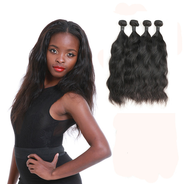 Brazilian Natural Wave Human Hair 4 Bundles Deals 10-30inch Hair Weave Natural Color Non Remy Hair Extension