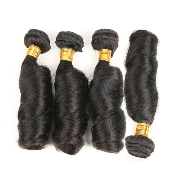 Indian Funmi Curly Hair Weave 4 Bundles 100% Human Hair 12-28 Inch Natural Color