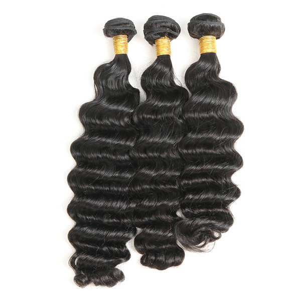 Malaysian Human Hair Loose Deep Wave 3 Bundles Non-Remy Hair Extension Machine Double Weft Natural Color 10-28inch