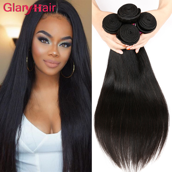 Glary Hair Products Women's Long Soft Cheap Straight Human Hair Bundles 100% Brazilian Virgin Hair Weave Extensions 5pcs/lot 