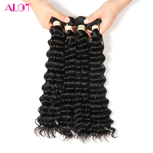 ALOT Malaysian Hair Weaves Deep Wave 4 Bundles 100% Virgin Human Hair Bundles 100% Unprocessed Natural Color Human Hair Extensions 8-28inch