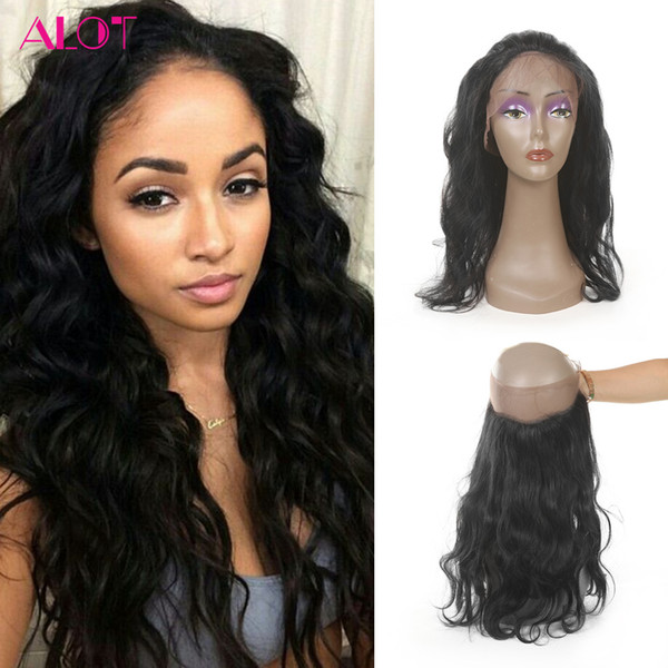 ALOT Braziian Virgin Hair 360 Lace Frontal Body Wave Brazilian Indian Peruvian Malaysian Virgin Human Hair Natural Color 360 Lace Frontal