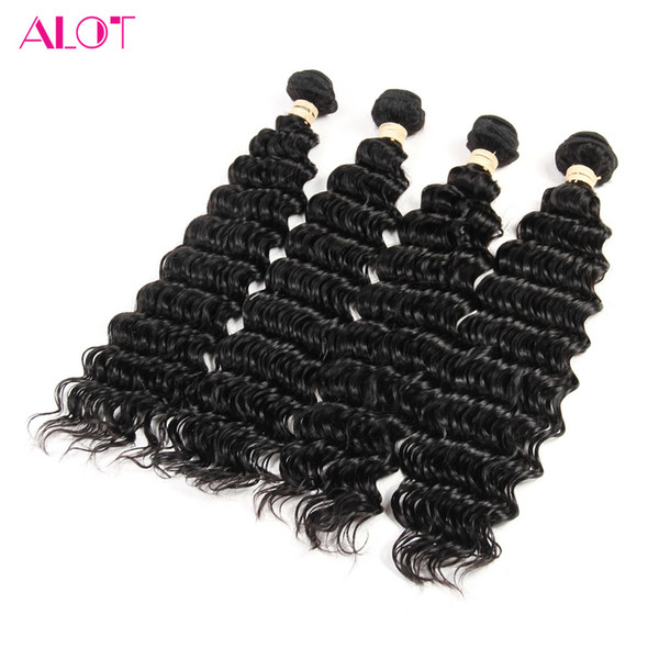 ALOT Peruvian Hair Deep Wave 4 Bundles 100% Virgin Human Hair Bundles 100% Unprocessed Natural Color Human Hair Extensions 8-26inch