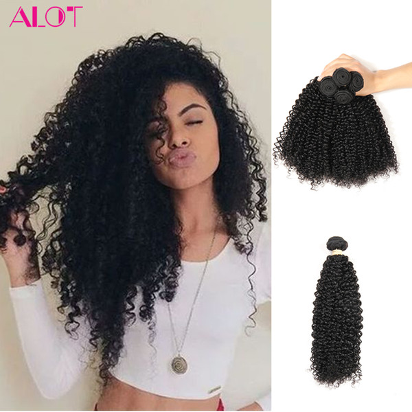 ALOT Grade 8A Brazilian Virgin Curly Hair 100% Human Hair 4 Bundles Kinky Curly Hair Bulk 100% Unprocessed Extensions 8-28 inch