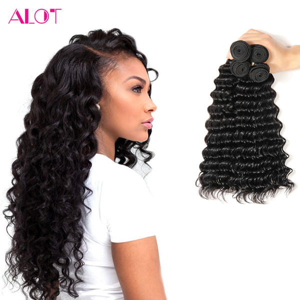 ALOT Human Hair Bundles Deep Wave Brazilian Hair Indian Peruvian Malaysian 10 Bundles 100% Unprocessed Virgin Human Hair Extensions 8-28inch