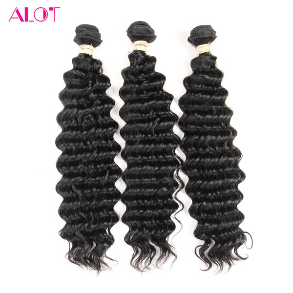 ALOT Human Hair Bundles Brazilian Indian Peruvian Malaysian Virgin Hair Deep Wave 3 Bundles 100% Unprocessed Human Hair Extensions 8-28inch