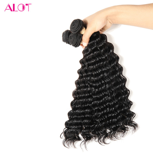 ALOT Malaysian Hair Deep Wave 3 Bundles 100% Virgin Human Hair Bundles 100% Unprocessed Natural Color Human Hair Extensions 8-26inch