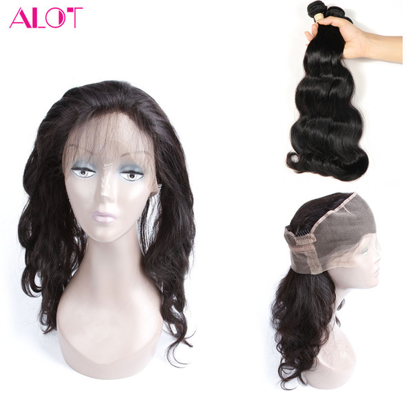 Brazilian Virgin Hair 360 closures with body wave bundles 3pcs Brazilian Human Hair Weave with 360 Lace Frontal