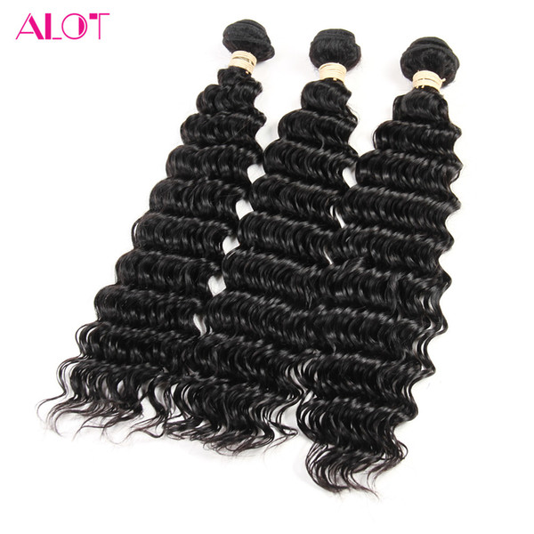 ALOT Peruvian Hair Deep Wave 3 Bundles 100% Virgin Human Hair Bundles 100% Unprocessed Natural Color Human Hair Extensions 8-28inch