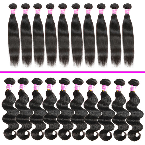 Brazilian Human Hair Body Wave Bundles 8A Unprocessed Peruvian Straight Virgin Human Hair Weave Extensions Wholesale Remy Human Hair Deals