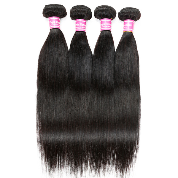 Straight Virgin Human Hair Weaves Brazilian Caombodian Mongolian Indian Malaysian Peruvian Hair Extensions Machine Double Weft Unprocessed